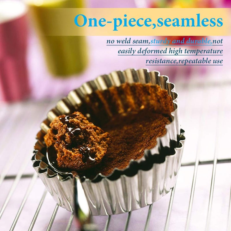 Amytalk 20 Packs Cupcake Mold, 3.8inch Stainless Steel Mini Pie Tartlet Cupcake Cake Muffin Mold Tin Pan Baking Tool - Image 4